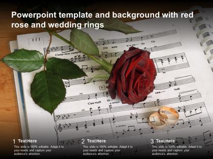 Powerpoint template and background with red rose and wedding rings