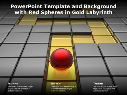 Powerpoint template and background with red spheres in gold labyrinth