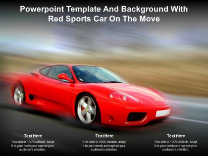 Powerpoint template and background with red sports car on the move