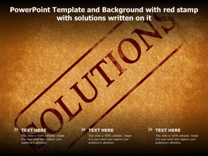 Powerpoint template and background with red stamp with solutions written on it