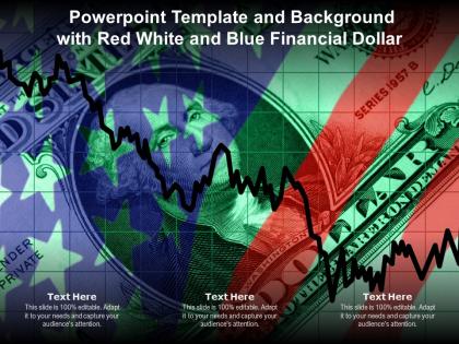 Powerpoint template and background with red white and blue financial dollar