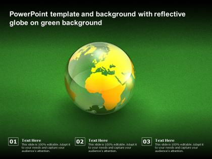 Powerpoint template and background with reflective globe on green background