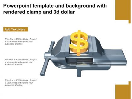 Powerpoint template and background with rendered clamp and 3d dollar