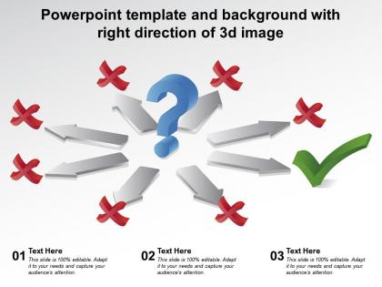 Powerpoint template and background with right direction of 3d image