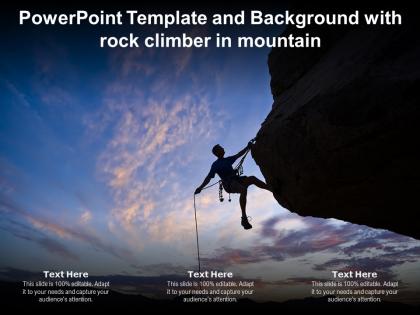 Powerpoint template and background with rock climber in mountain