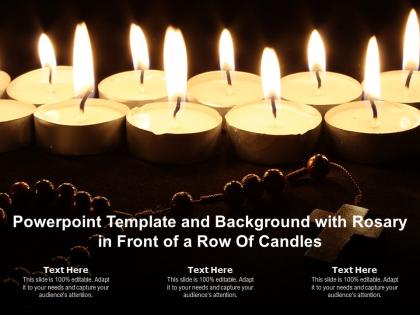 Powerpoint template and background with rosary in front of a row of candles