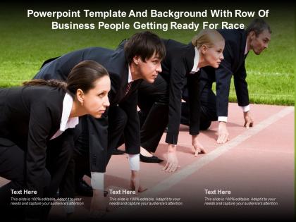 Powerpoint template and background with row of business people getting ready for race