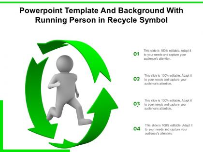 Powerpoint template and background with running person in recycle symbol