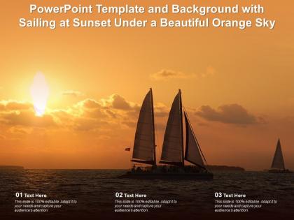 Powerpoint template and background with sailing at sunset under a beautiful orange sky