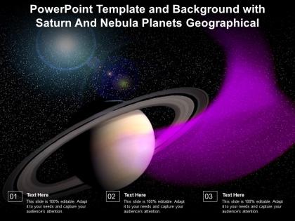 Powerpoint template and background with saturn and nebula planets geographical