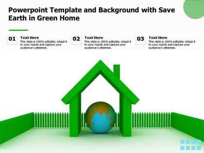 Powerpoint template and background with save earth in green home