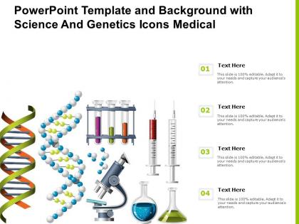Powerpoint template and background with science and genetics icons medical