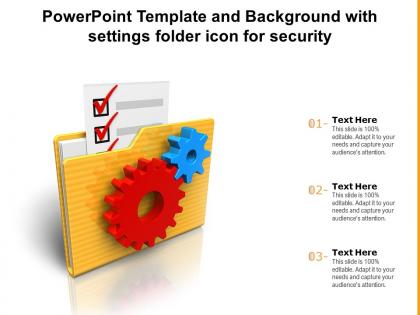 Powerpoint template and background with settings folder icon for security