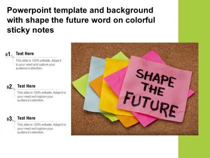 Powerpoint template and background with shape the future word on colorful sticky notes
