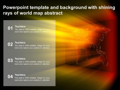 Powerpoint template and background with shining rays of world map abstract