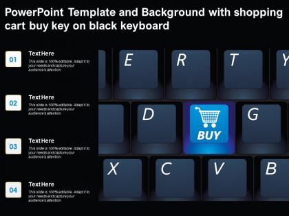 Powerpoint template and background with shopping cart buy key on black keyboard