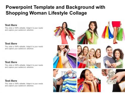Powerpoint template and background with shopping woman lifestyle collage