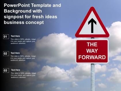 Powerpoint template and background with signpost for fresh ideas business concept