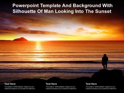 Powerpoint template and background with silhouette of man looking into the sunset