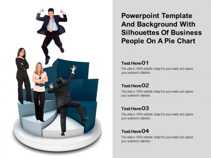 Powerpoint template and background with silhouettes of business people on a pie chart