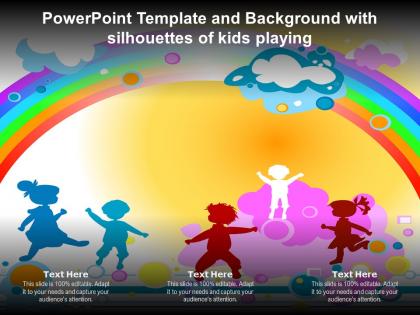 Powerpoint template and background with silhouettes of kids playing
