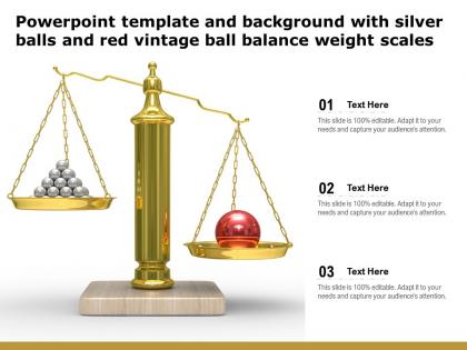 Powerpoint template and background with silver balls and red vintage ball balance weight scales