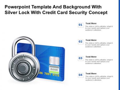 Powerpoint template and background with silver lock with credit card security concept