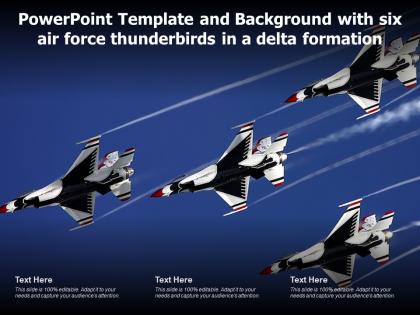 Powerpoint template and background with six air force thunderbirds in a delta formation