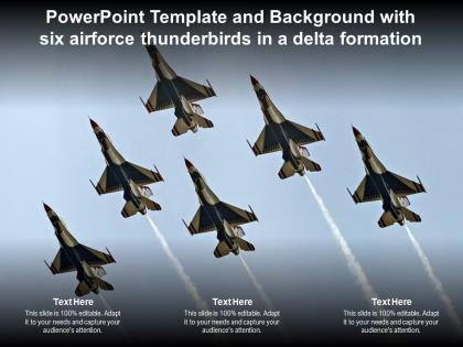 Powerpoint template and background with six airforce thunderbirds in a delta formation