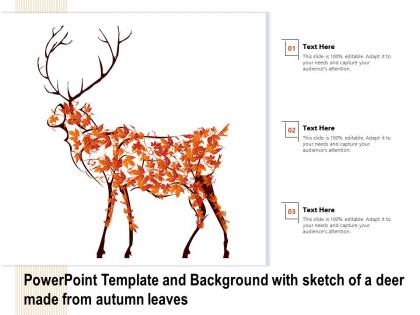 Powerpoint template and background with sketch of a deer made from autumn leaves