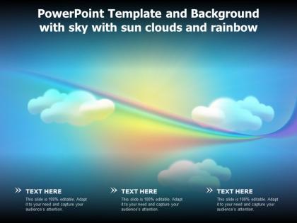 Powerpoint template and background with sky with sun clouds and rainbow