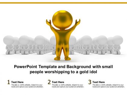 Powerpoint template and background with small people worshipping to a gold idol
