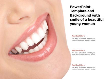 Powerpoint template and background with smile of a beautiful young woman