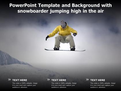 Powerpoint template and background with snowboarder jumping high in the air