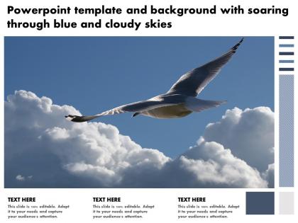 Powerpoint template and background with soaring through blue and cloudy skies