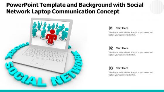 Powerpoint template and background with social network laptop communication concept