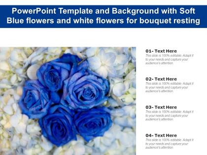 Powerpoint template and background with soft blue flowers and white flowers for bouquet resting
