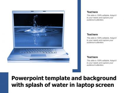 Powerpoint template and background with splash of water in laptop screen