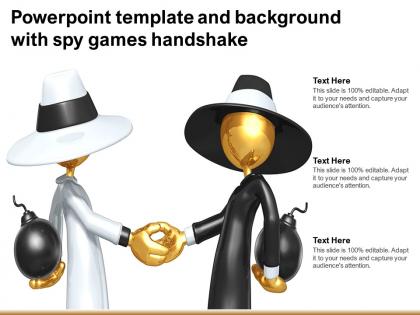 Powerpoint template and background with spy games handshake