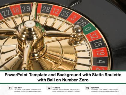 Powerpoint template and background with static roulette with ball on number zero
