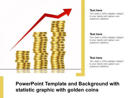 Powerpoint template and background with statistic graphic with golden coins