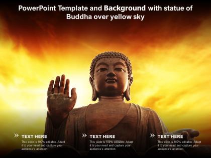 Powerpoint template and background with statue of buddha over yellow sky