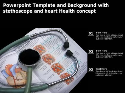 Powerpoint template and background with stethoscope and heart health concept