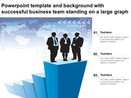 Powerpoint template and background with successful business team standing on a large graph