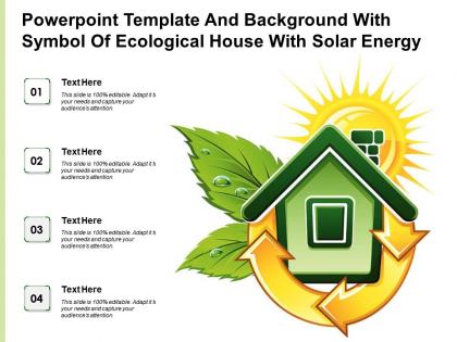 Powerpoint template and background with symbol of ecological house with solar energy
