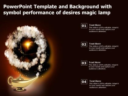 Powerpoint template and background with symbol performance of desires magic lamp