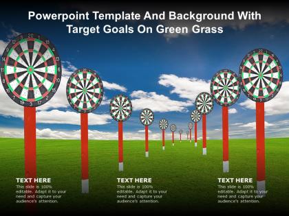 Powerpoint template and background with target goals on green grass