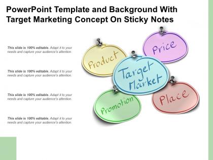 Powerpoint template and background with target marketing concept on sticky notes