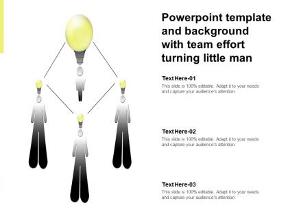 Powerpoint template and background with team effort turning little man