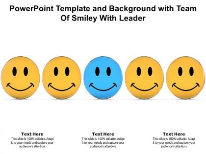 Powerpoint template and background with team of smiley with leader